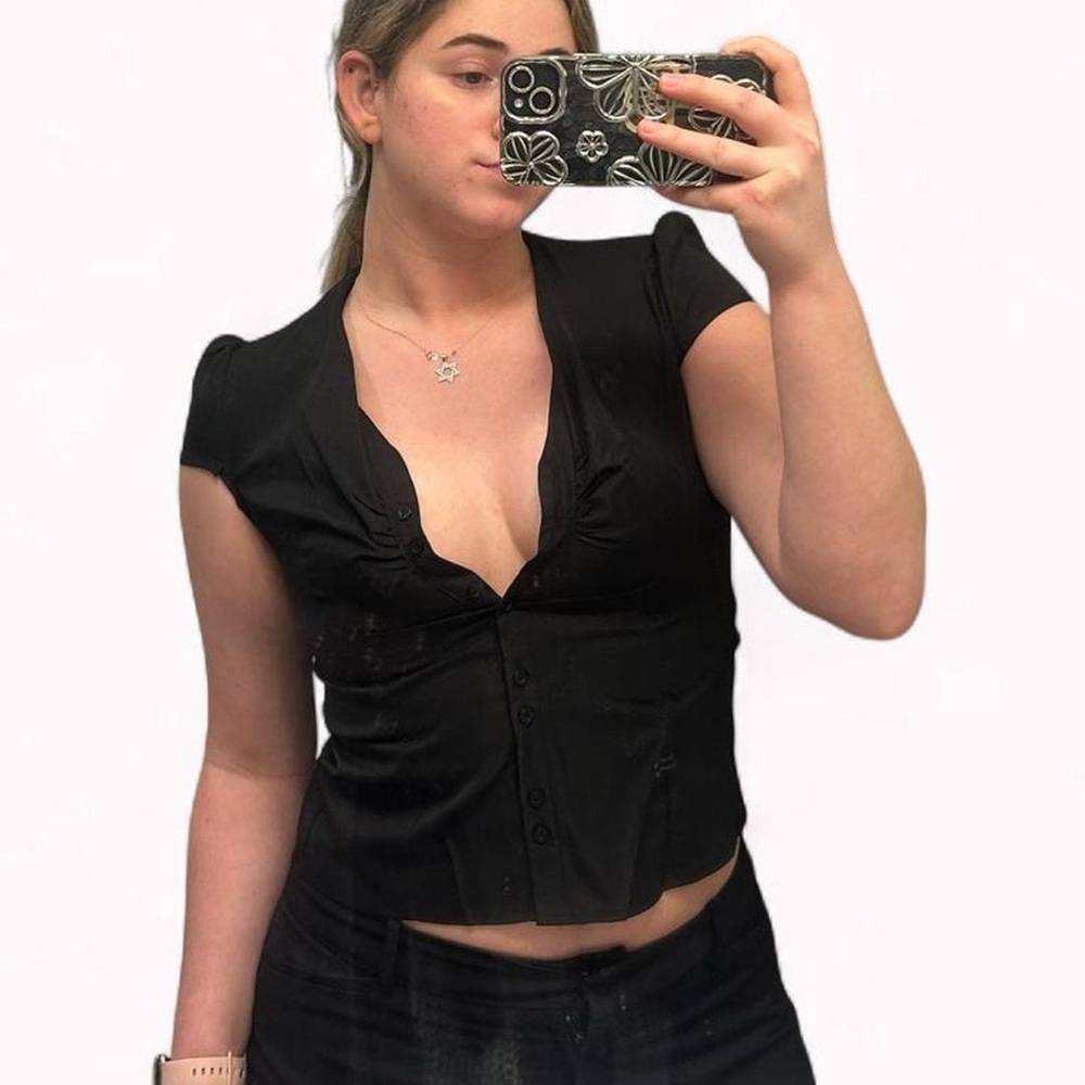 Black Tie Back Blouse